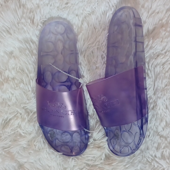 Coach Ulyssa Rubber Water Resistant Jelly Slide Sandals Purple Size 7B - Picture 4 of 9